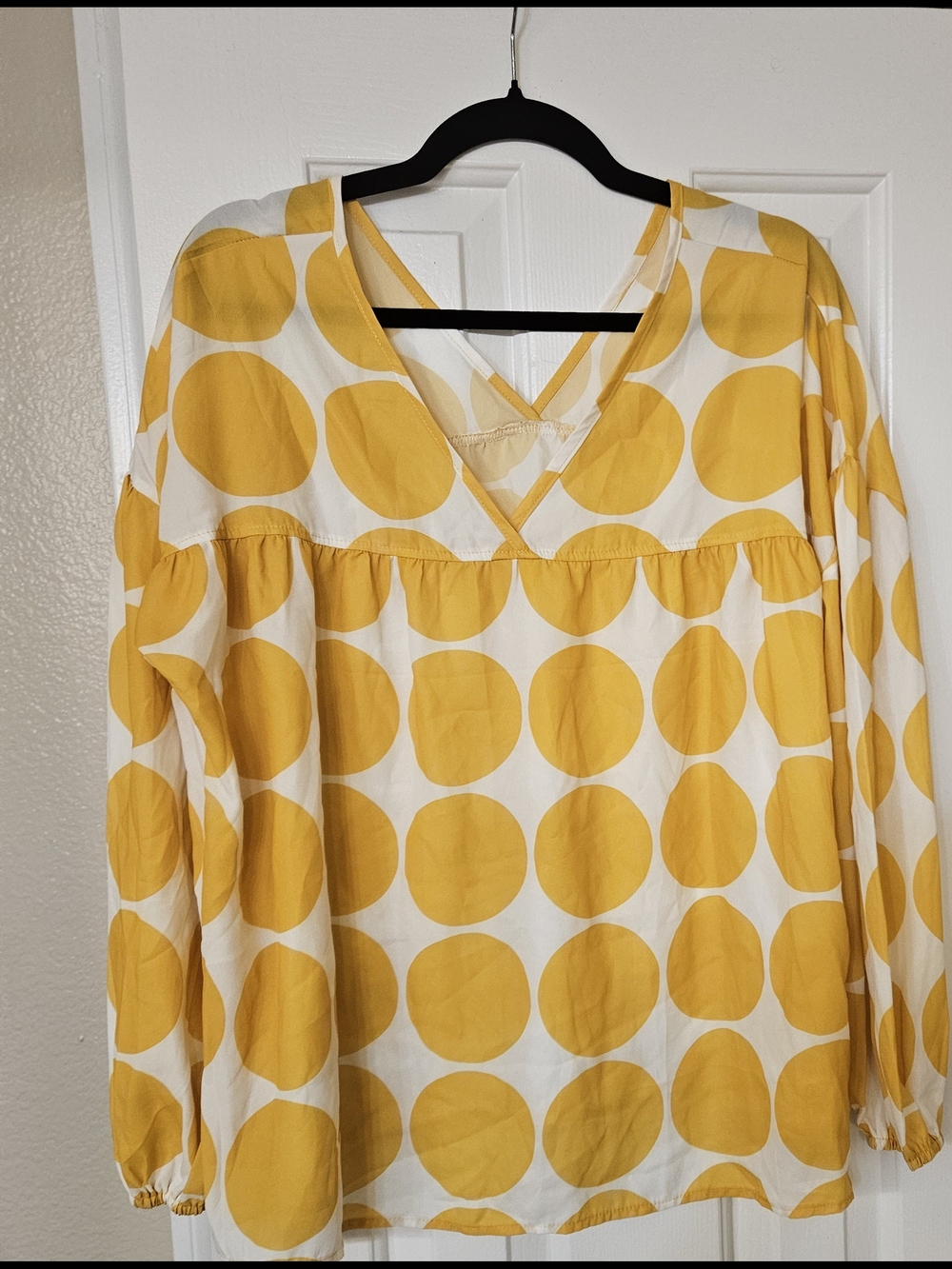 Source Unknown Yellow Polka Dot V-Neck Tunic